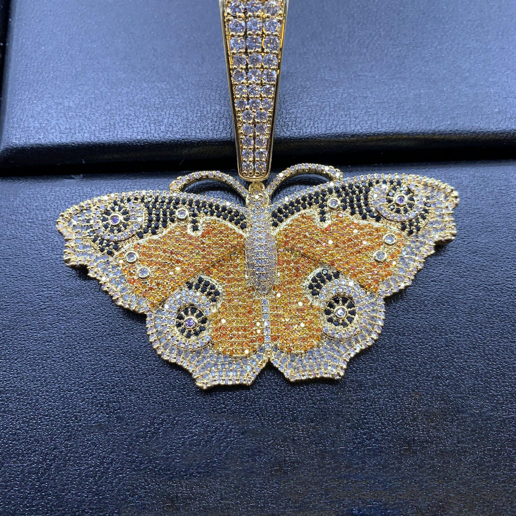 18K Gold-Plated Micro Inlay  AAA CZ Butterfly Pendant