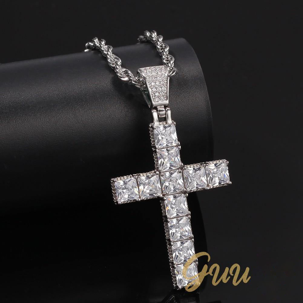 18k Gold-Plated CZ BlingBling Cross Hip Hop Pendant (With Chain) - The GUU Shop