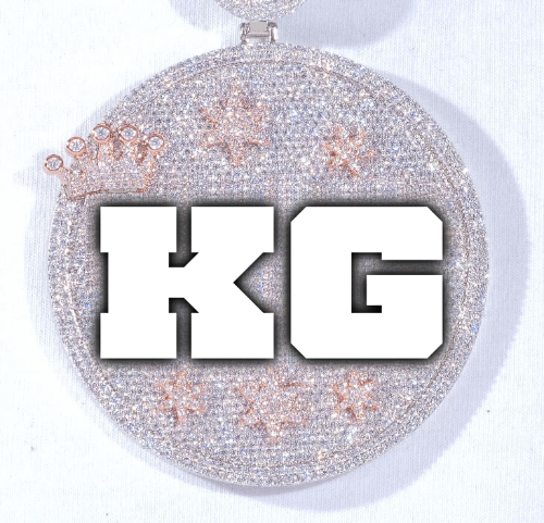 CUSTOM LETTER NECKLACE 3D BIG CROWN DISC