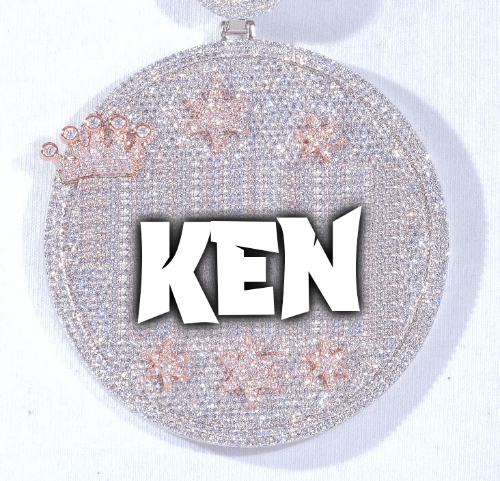 CUSTOM LETTER NECKLACE 3D BIG CROWN DISC