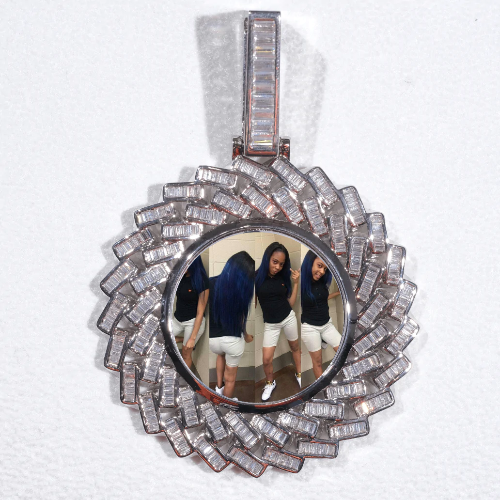 Large 3D Baguette Custom Picture Pendant