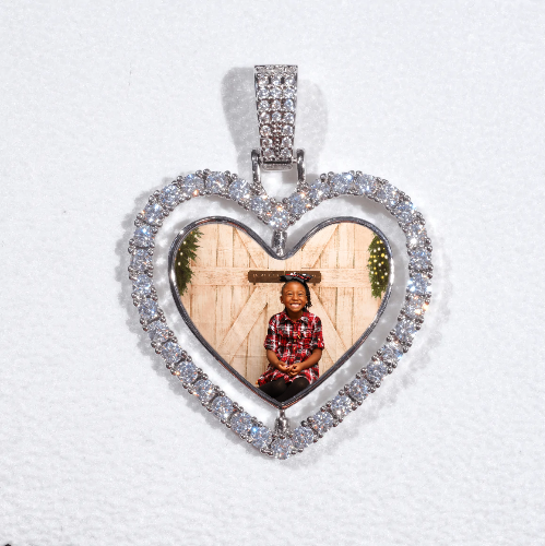 3D Spinning 2-Faced Heart Custom Picture Pendant