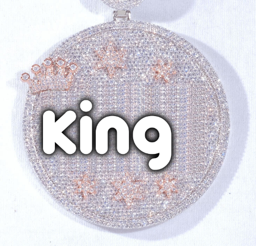 CUSTOM LETTER NECKLACE 3D BIG CROWN DISC