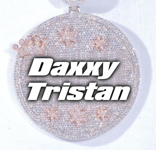 CUSTOM LETTER NECKLACE 3D BIG CROWN DISC