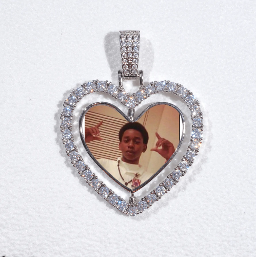 3D Spinning 2-Faced Heart Custom Picture Pendant