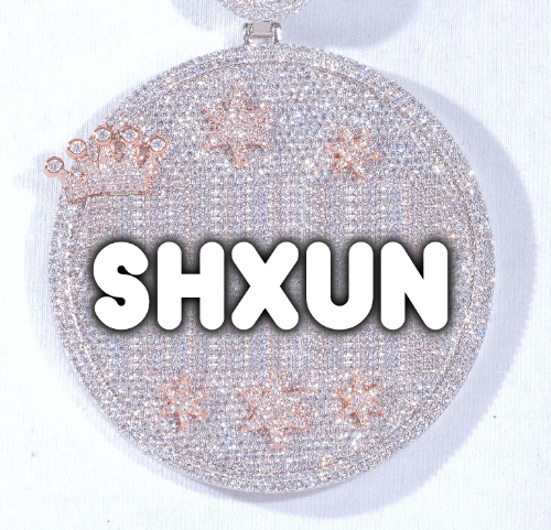 CUSTOM LETTER NECKLACE 3D BIG CROWN DISC