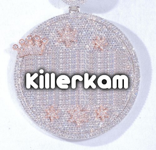 CUSTOM LETTER NECKLACE 3D BIG CROWN DISC