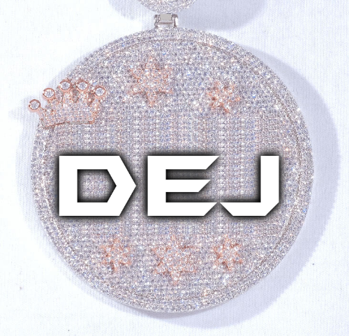 CUSTOM LETTER NECKLACE 3D BIG CROWN DISC