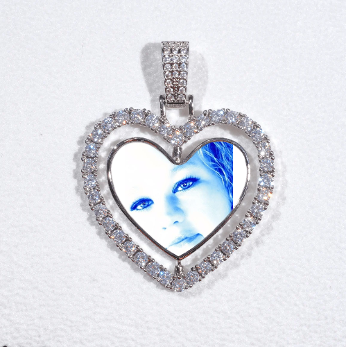 3D Spinning 2-Faced Heart Custom Picture Pendant