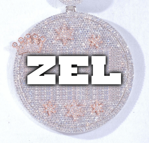 CUSTOM LETTER NECKLACE 3D BIG CROWN DISC