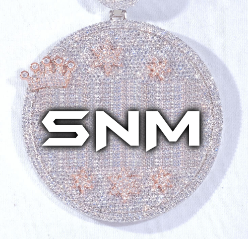 CUSTOM LETTER NECKLACE 3D BIG CROWN DISC