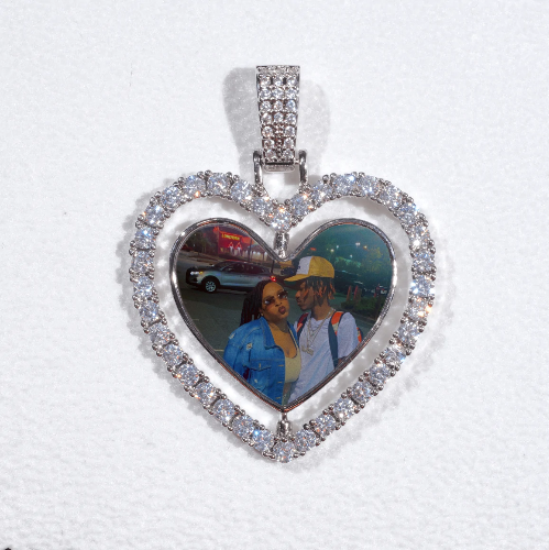 3D Spinning 2-Faced Heart Custom Picture Pendant