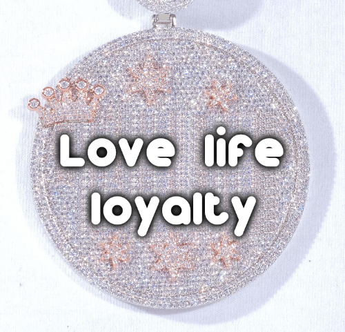 CUSTOM LETTER NECKLACE 3D BIG CROWN DISC