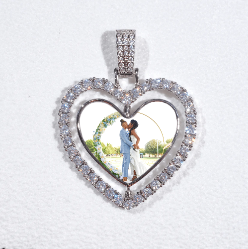 3D Spinning 2-Faced Heart Custom Picture Pendant