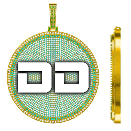 CUSTOM LETTER NECKLACE 3D BIG DISC