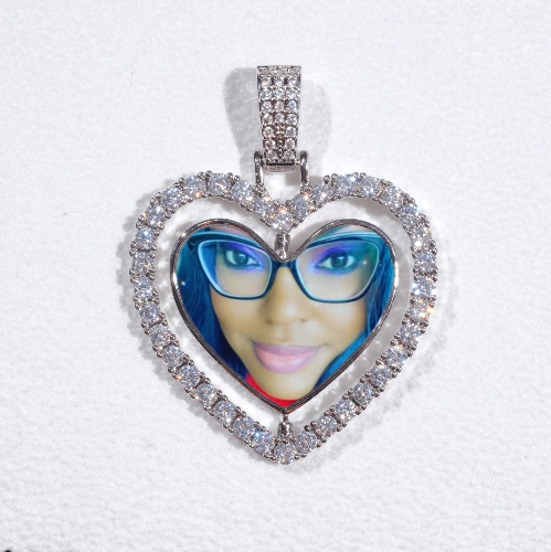 3D Spinning 2-Faced Heart Custom Picture Pendant
