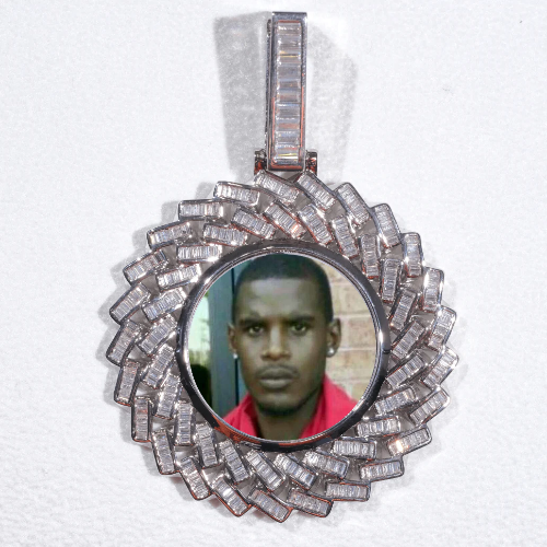 Large 3D Baguette Custom Picture Pendant