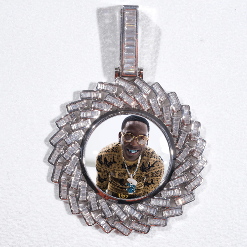 Large 3D Baguette Custom Picture Pendant