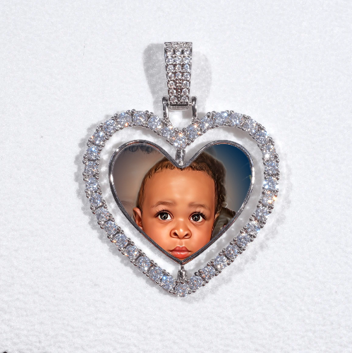 3D Spinning 2-Faced Heart Custom Picture Pendant
