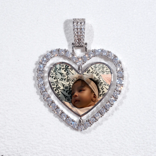 3D Spinning 2-Faced Heart Custom Picture Pendant