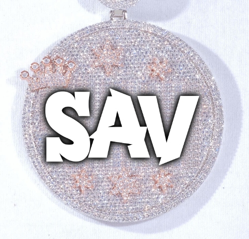 CUSTOM LETTER NECKLACE 3D BIG CROWN DISC