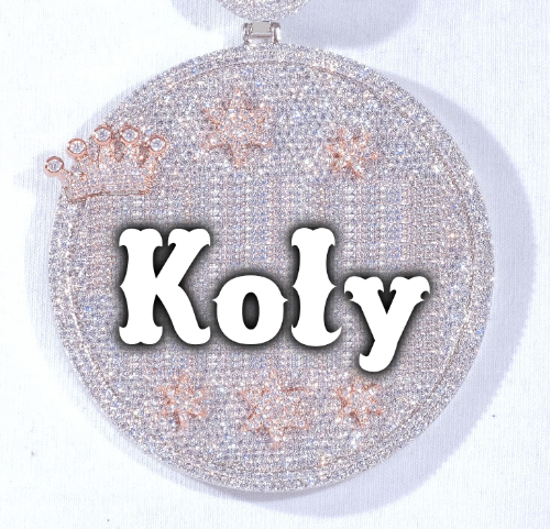 CUSTOM LETTER NECKLACE 3D BIG CROWN DISC