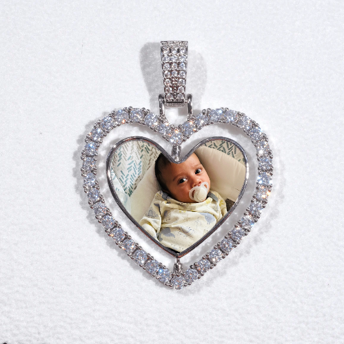 3D Spinning 2-Faced Heart Custom Picture Pendant