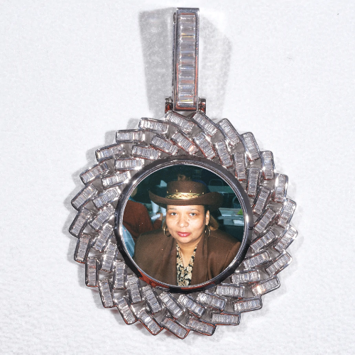 Large 3D Baguette Custom Picture Pendant