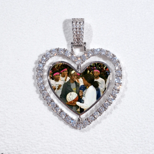 3D Spinning 2-Faced Heart Custom Picture Pendant