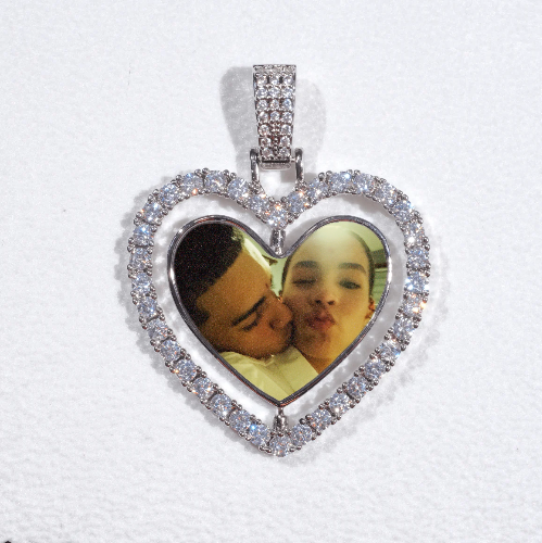 3D Spinning 2-Faced Heart Custom Picture Pendant