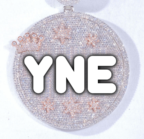 CUSTOM LETTER NECKLACE 3D BIG CROWN DISC