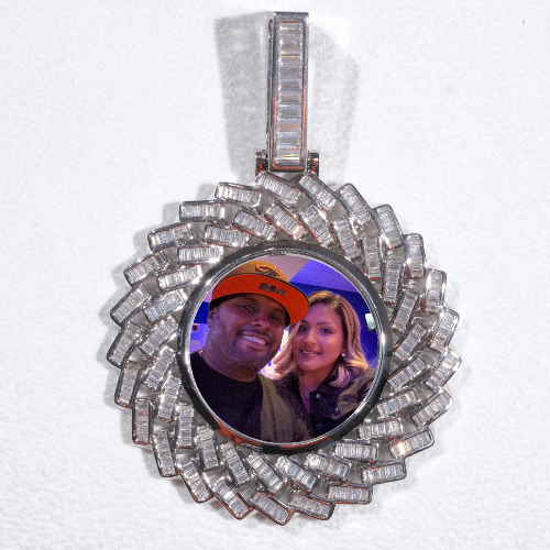 Large 3D Baguette Custom Picture Pendant