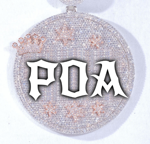 CUSTOM LETTER NECKLACE 3D BIG CROWN DISC