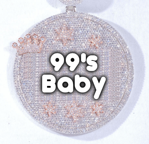 CUSTOM LETTER NECKLACE 3D BIG CROWN DISC
