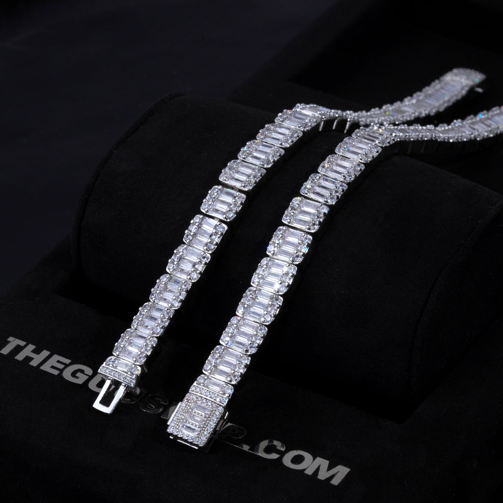 8mm Iced Square Baguette Tennis Bracelet