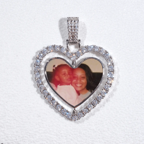 3D Spinning 2-Faced Heart Custom Picture Pendant