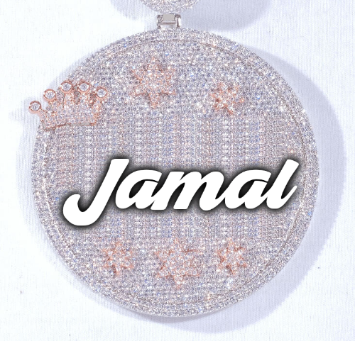 CUSTOM LETTER NECKLACE 3D BIG CROWN DISC
