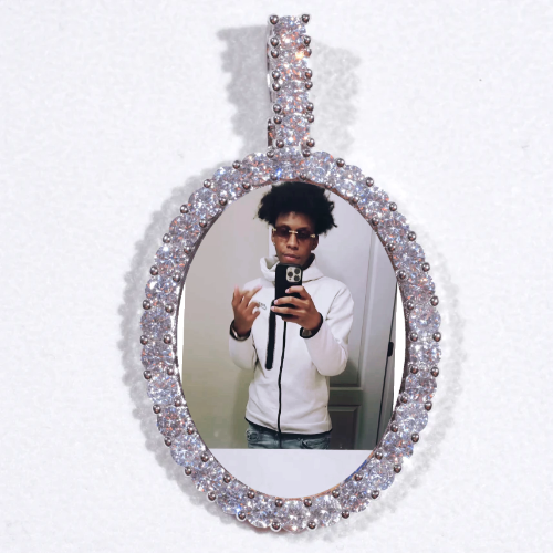 Large 3D Oval Custom Picture Pendant