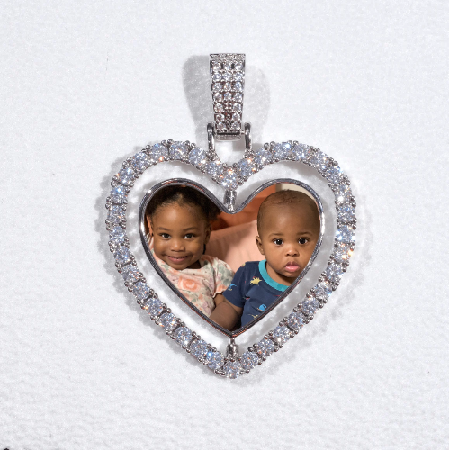 3D Spinning 2-Faced Heart Custom Picture Pendant