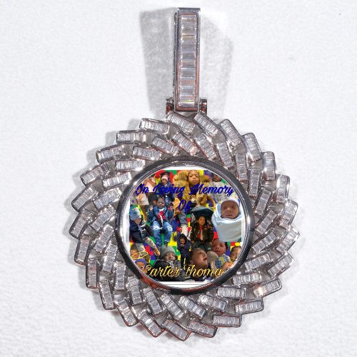 Large 3D Baguette Custom Picture Pendant