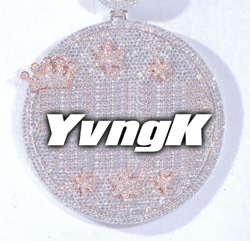 CUSTOM LETTER NECKLACE 3D BIG CROWN DISC