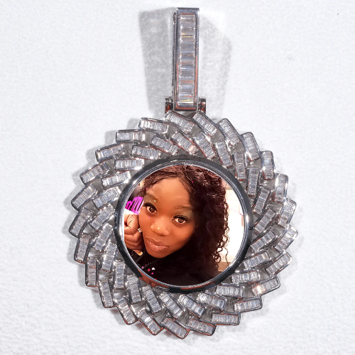 Large 3D Baguette Custom Picture Pendant