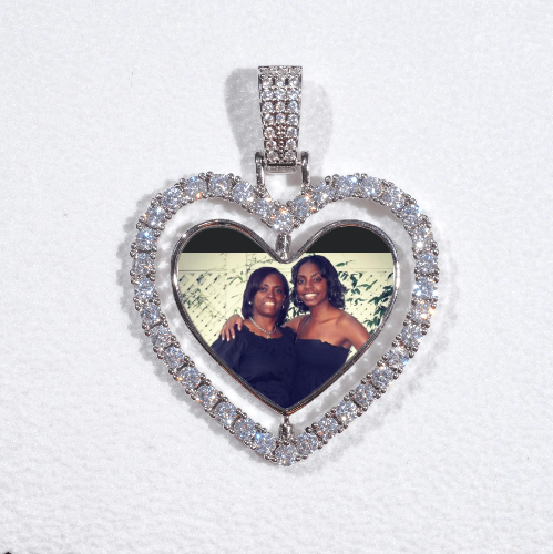 3D Spinning 2-Faced Heart Custom Picture Pendant