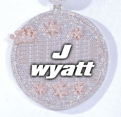 CUSTOM LETTER NECKLACE 3D BIG CROWN DISC