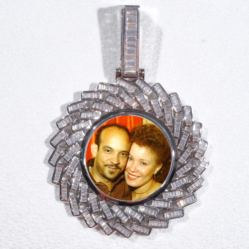Large 3D Baguette Custom Picture Pendant