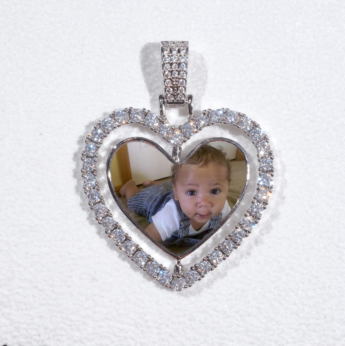 3D Spinning 2-Faced Heart Custom Picture Pendant