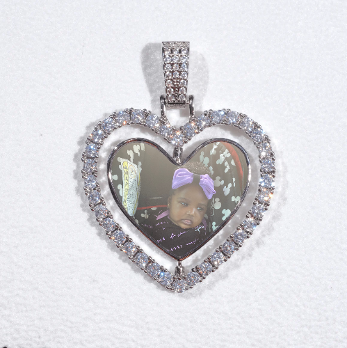 3D Spinning 2-Faced Heart Custom Picture Pendant