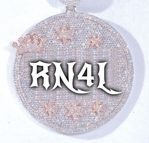 CUSTOM LETTER NECKLACE 3D BIG CROWN DISC