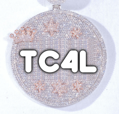 CUSTOM LETTER NECKLACE 3D BIG CROWN DISC