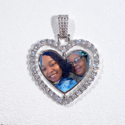 3D Spinning 2-Faced Heart Custom Picture Pendant